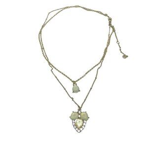 Liz Claiborne Double Strand Pendant Rhinestones Necklace Shimmer 16 to 19 Inche